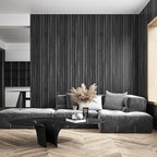 VEELIKE Charcoal Black Wood Slat Peel and Stick Wallpaper 24''x118'' Modern - Image 3