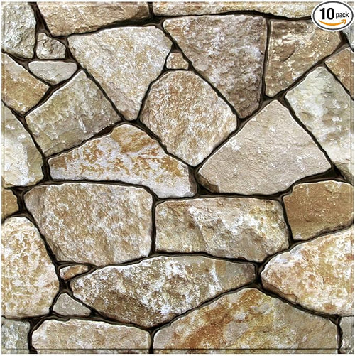 3D Peel and Stick Faux Stone Wall Panels 11.8" x 11.8" 10-Pack, Stone-Look Wall by SMOOSTIKCDECOR