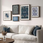 Framed William Morris Wall Art for Living Room, 5 Piece Large Vintage Blue - Image 2
