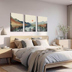 AKWISH Framed Mountain Canvas Wall Art Set of 3, Boho Watercolor Poster Prints - Image 4