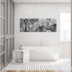 Framed Funny Movie Bathroom Canvas Wall Art Set of 2 – Black and White Vintage - Image 7
