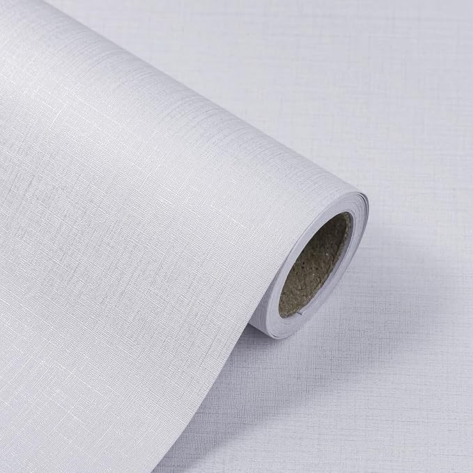 White Wallpaper Grasscloth Peel and Stick Wallpaper 15.7"x 1181" Fabric Contact - Image 9