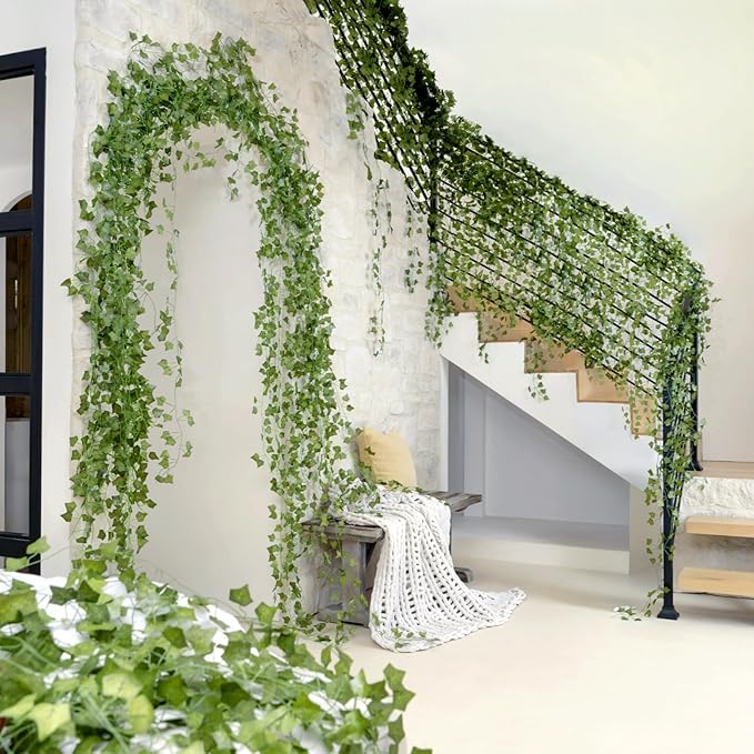 CQURE 48 Pcs 336Ft Artificial Ivy Fake Vines, Ivy Garland Greenery Garland Fake - Image 9