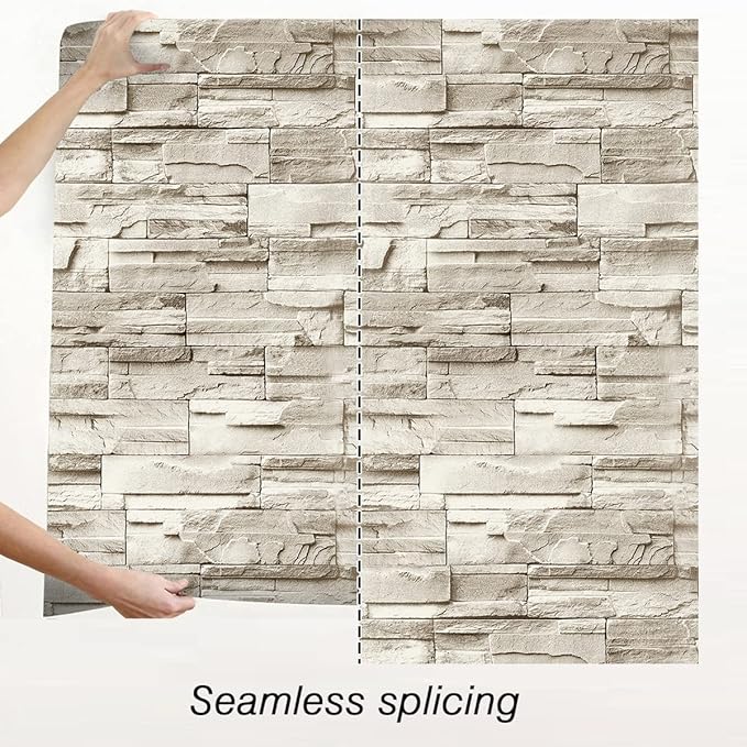 Jeweluck Stone Wallpaper Peel and Stick Brick Wallpaper 17.7”×236.2” Brick - Image 5