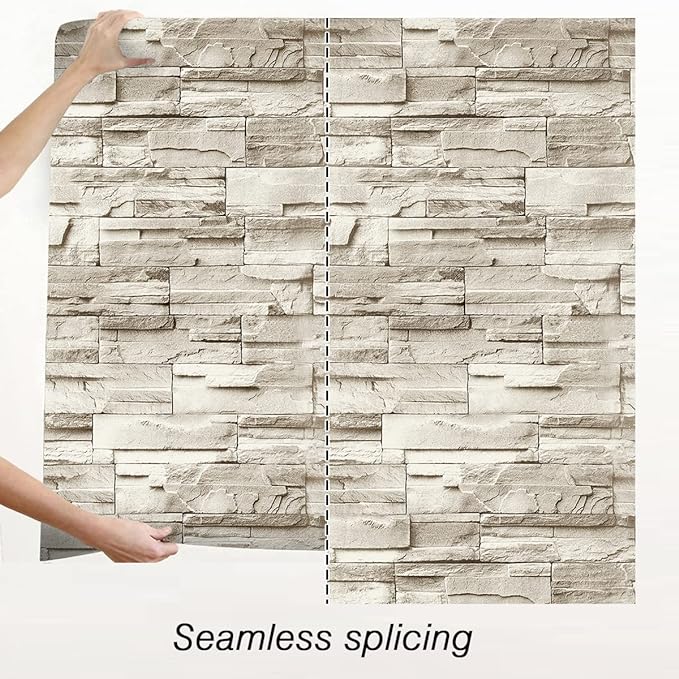 Jeweluck Stone Wallpaper Peel and Stick Brick Wallpaper 17.7”×118.1” Brick - Image 5