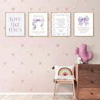 LARTSFRO Coquette Purple Bow Jesus Wall Art Decor Posters, Inspirational Bible - Image 3