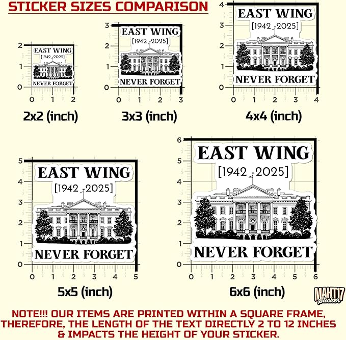 The East Wing Sticker Liberal Democrat Feminist Political America Patriotic Waterproof Die-Cut Vinyl Stickers for Laptop, Tumblers, Water Bottle, Phones, Hardhat, Cars, Cute Aesthetic Decor Gifts