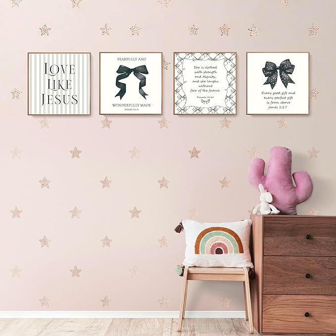 LARTSFRO Coquette Black Bow Jesus Wall Art Decor Posters, Inspirational Bible - Image 3