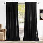 NICETOWN Black Velvet Blackout Curtains, Solid Heavy Matt Rod Pocket by NICETOWN