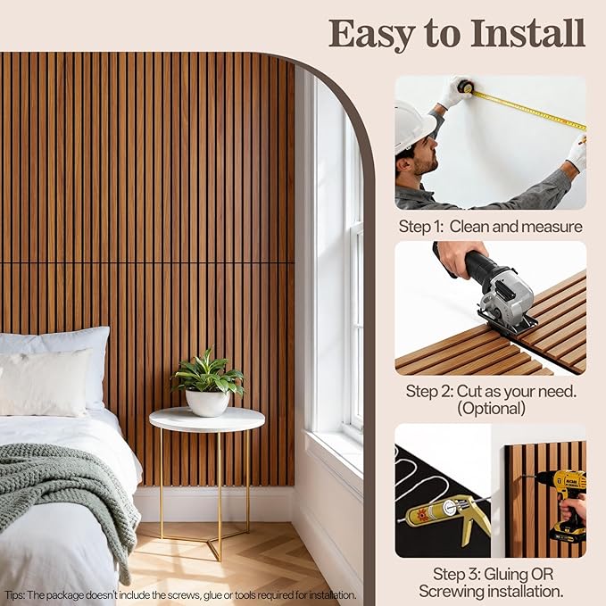 6 Pack Wood Panels for Wall, 47.24" x 12.79" Acoustic Wood Slat Wall Panel for - Image 7