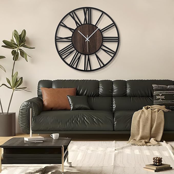 LEIKE Large Wall Clocks for Living Room, Non Ticking, Battery Operated - Image 6