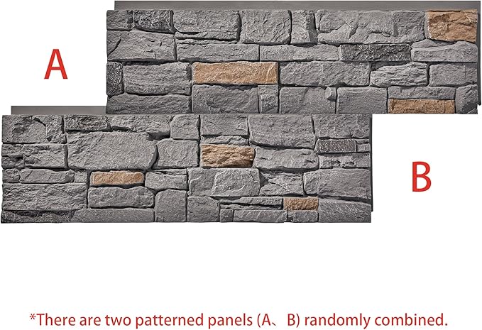 6-Pack Faux Stone Wall Panels PU Stone Veneer Siding, Mortarless 46.25x12.88 - Image 2