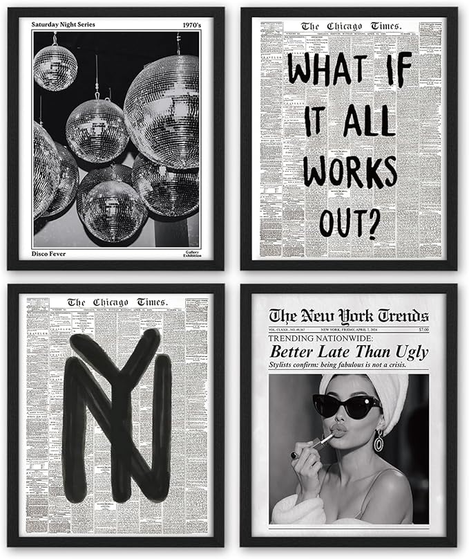 NaZaUK Trendy Preppy New Yorkers Poster Decor, Funky Aesthetic Wall Art Prints by Unknown