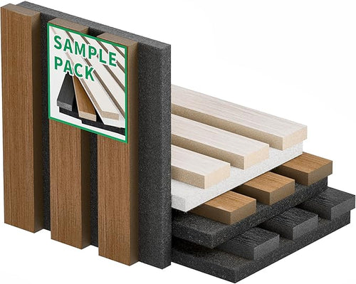 3 Pack Sample Set 3D Acoustic Slat Panels, 4.72" x 5.9" Sound Absorbing Wood by HomeUpgradeMadeSimple