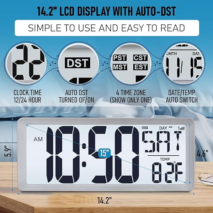 TXL Silver Large Digital Wall Clock - Image 3