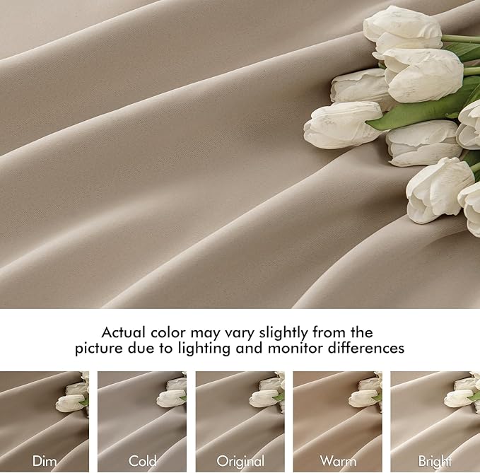 MIULEE Taupe Back Tab Blackout Curtains 90 Inches Long 2 Panels Set - Image 8