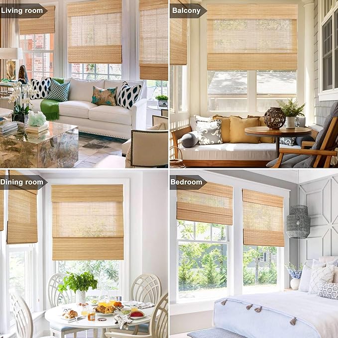 LazBlinds Cordless Bamboo Roman Shades, Light Filtering Window Treatment - Image 4