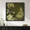 Framed Green Wall Art, Vintage Botanical Flower Bird Nature Canvas Prints by Cuspin