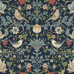 FunStick 17.5"x354" Dark Blue William Morris Wallpaper Vintage Antique Leaves by FunStick
