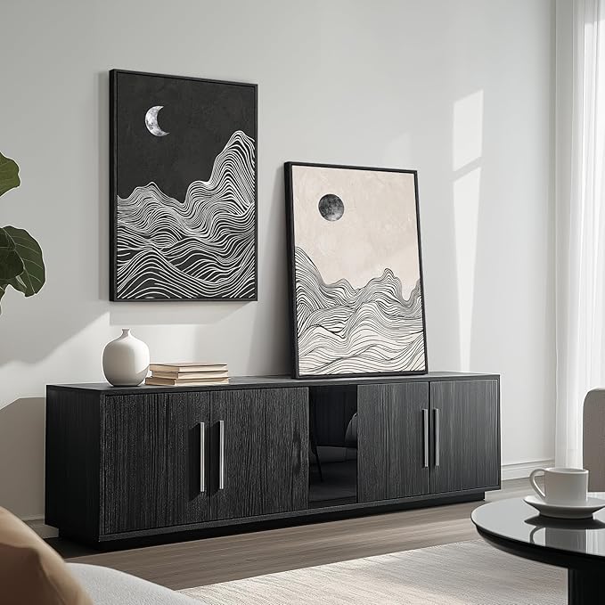Large Framed Black and White Abstract Wall Art - Image 8