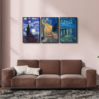 Wieco Art Black Framed 3 Panels Canvas Prints of Vincent Van Gogh Paintings - Image 3