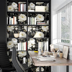 Laatse Dark Floral Wallpaper Peel and Stick Boho Wallpaper 17.5in x 118in White - Image 2