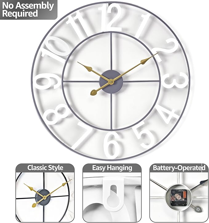 Sorbus Large Wall Clock for Living Room Decor - Image 4