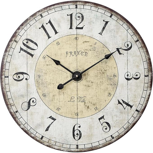 24 Inch Large Wall Clock, Rustic Round Farmhouse Wall Clocks by MACVAD