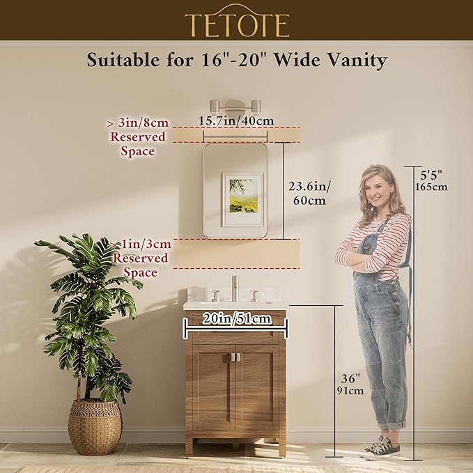 TETOTE 16 x 24 Inch Black Frame Mirror, Bathroom Vanity Mirror - Image 8