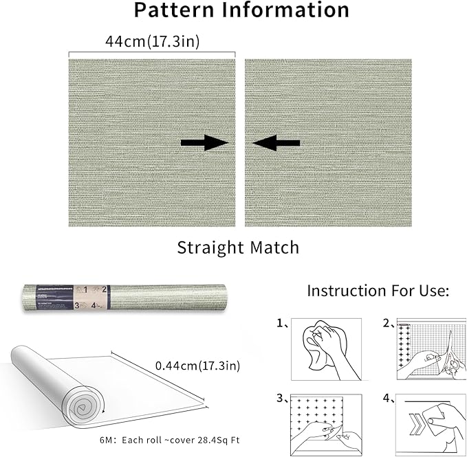 Simon&Siff Textured Grasscloth Peel and Stick Wallpaper 17.7"x197" Neutral Faux - Image 8