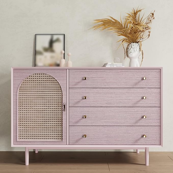 CRE8TIVE Pale Pink Grasscloth Wallpaper Peel and Stick Textured Wallpaper Pink - Image 5