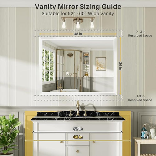 48x36 Inch White Bathroom Mirror - Image 2