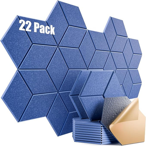 22 Pack Self-Adhesive Acoustic Panels 12" X 10" X 0.4" by Dailycooper