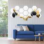 Shappy 32 Pcs Hexagon Mirror Wall Stickers Removable Silver Acrylic Mirror - Image 4