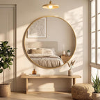 OLIXIS 36 Inch Gold Round Bathroom Wall Mirror, Round Bathroom Mirrors - Image 7