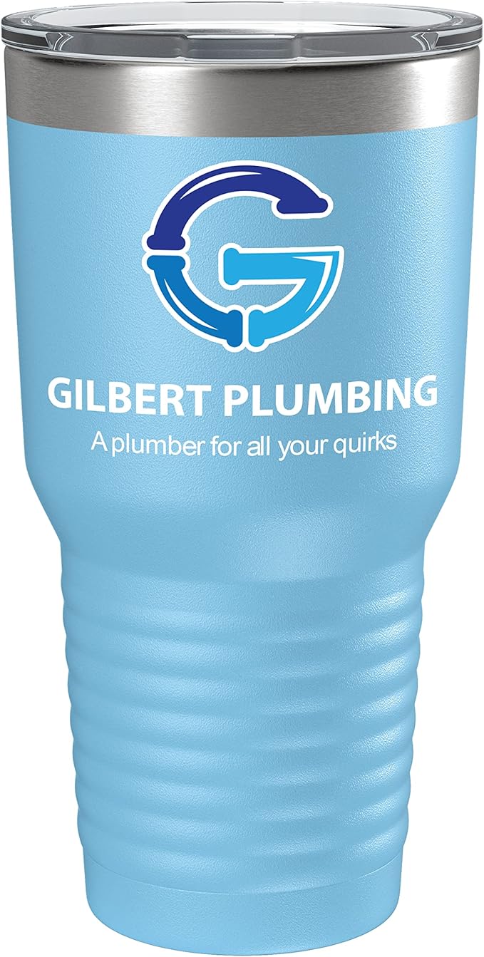 Personalized 30oz (17 Colors) Printed Insulated Stainless Steel Powder Coated Tumbler with Lid - Custom Bulk Promotional Items with your Logo - Bulk Company Small Business Party Favors (Light Blue)