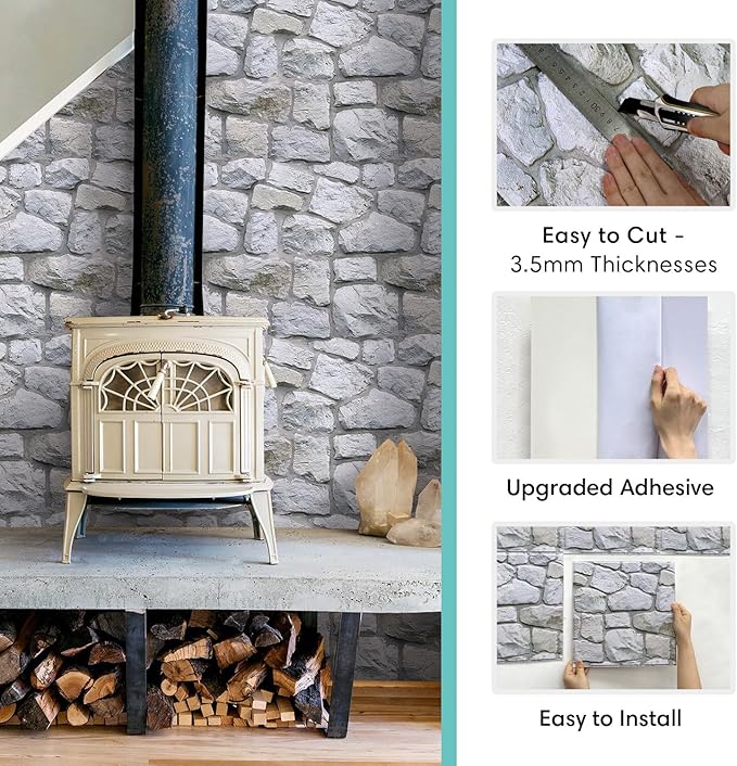 Commomy 3D Faux Stone Wall Panel Peel and Stick Wall Tiles - Image 6