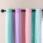 XiDi Curtains for Bedroom Decor, Rainbow Pink Purple Green 34/79/1 - Image 2
