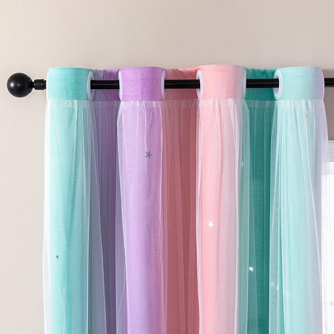 XiDi Curtains for Bedroom Decor, Rainbow Blackout Curtains for Kids Room - Image 2