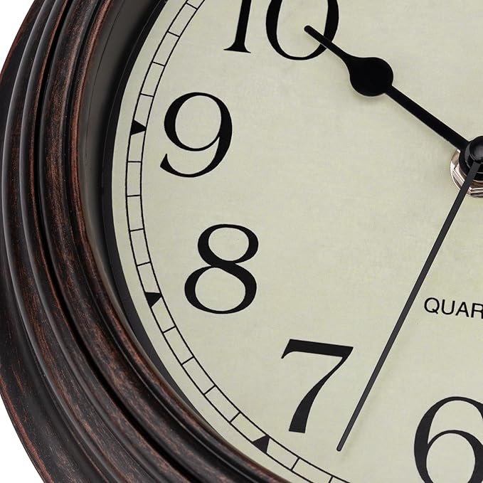 Foxtop 9 Inch Wall Clock Battery Operated Silent Non-Ticking Small Classic - Image 8