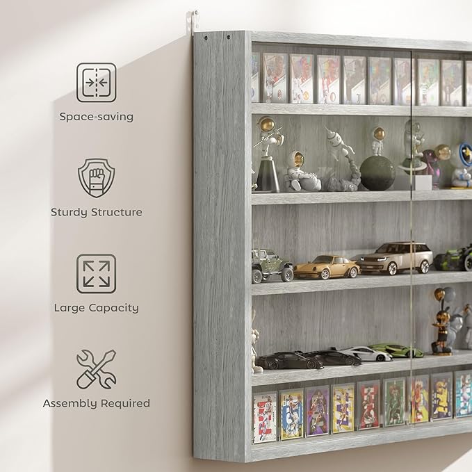 HOMCOM 5-Tier Display Cabinet, Glass Door Cabinet - Image 6