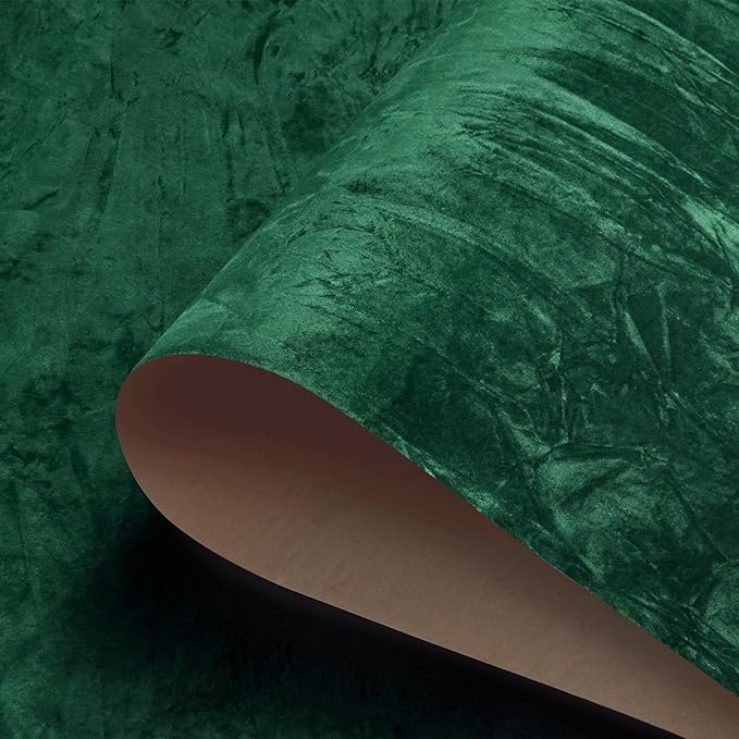 30x317 Large Dark Green Wallpaper Self Adhesive Felt Fabric Wallpaper Stick and by HelloWall
