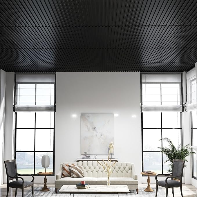 Giantex 12 Pack Fluted PVC Wall Panels, Glue Up or Drop Ceiling Panel, - Image 3