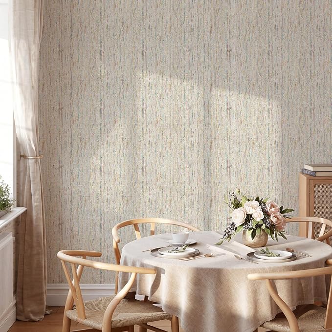 JiffDiff Woven Wallpaper Peel and Stick 17.3" x 120" Colorful Paint Grasscloth - Image 6