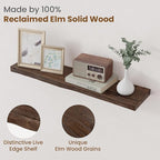 Floating Shelves for Wall Decor, Rustic Solid Elm Wood Live Edge Floating - Image 3