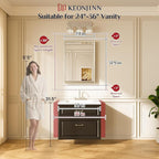 Keonjinn 24" x 32" Brushed Gold Bathroom Vanity Mirror, Aluminum Alloy Frame - Image 5
