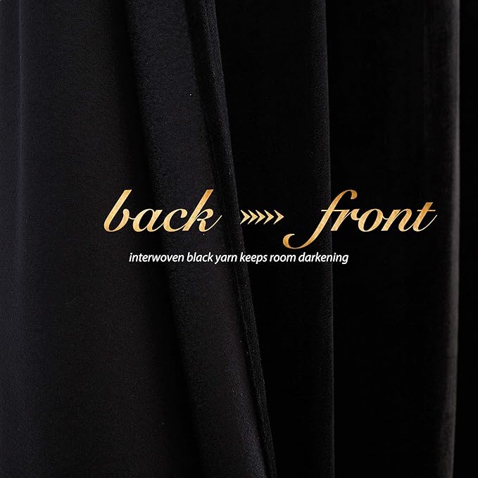 NICETOWN Black Out Velvet Curtains 63 inches Long, Solid Heavy Matt - Image 4