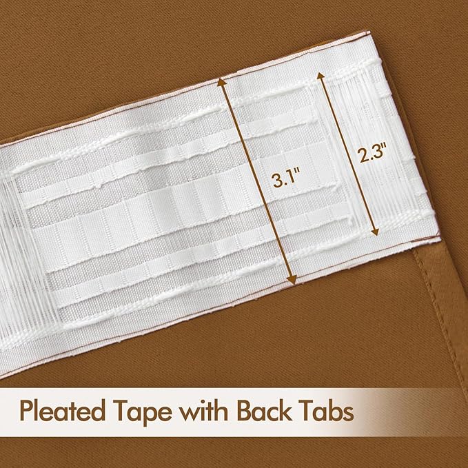 MIULEE Golden Brown Back Tab Blackout Curtains 102 Inch Long 2 Panels Set - Image 4
