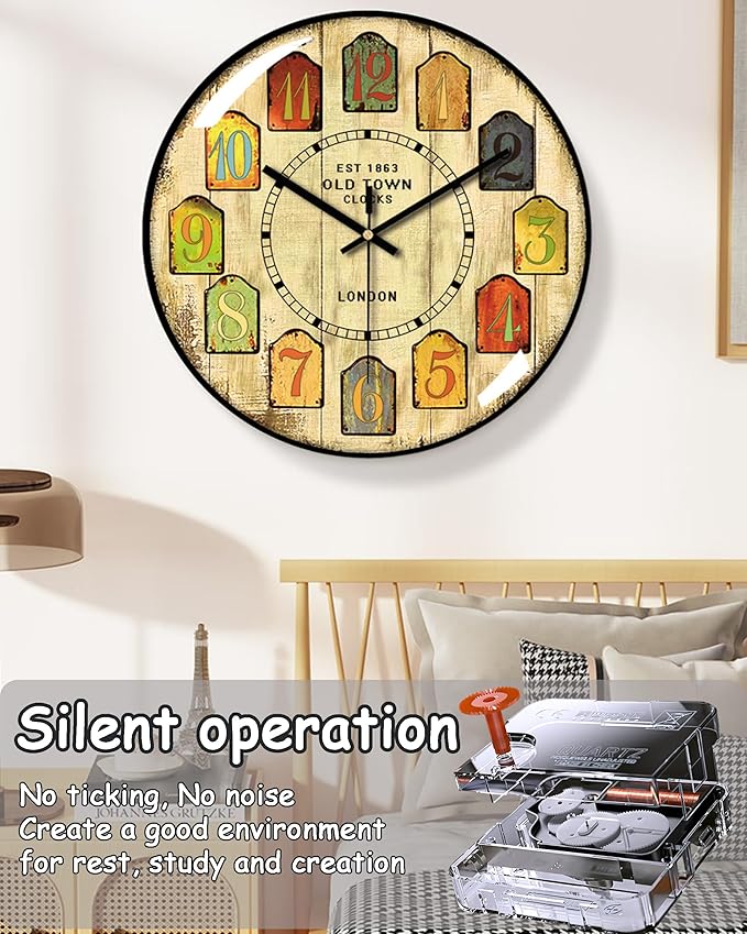 Decorative Wall Clocks Batterys Operated, Retro Wall Clock - Image 2