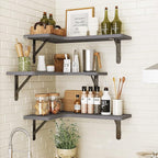 Fixwal Corner Floating Shelves Set of 5, Rustic Wood Wall Mounted Corner Shelf - Image 7